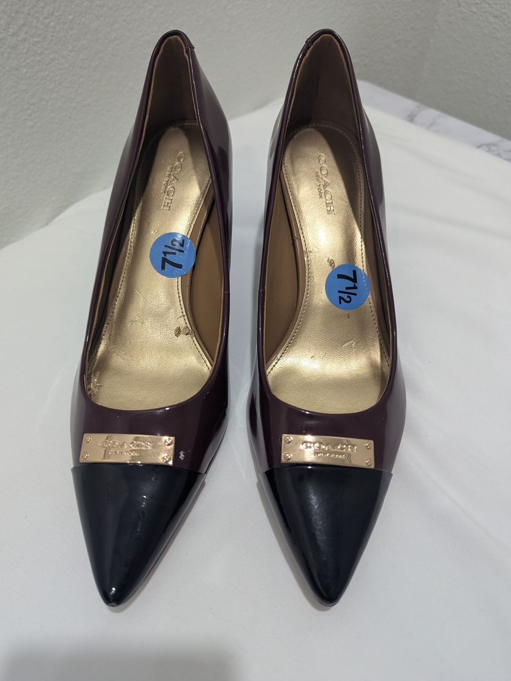 Coach Zan  Burgundy and Black Heels 7.5